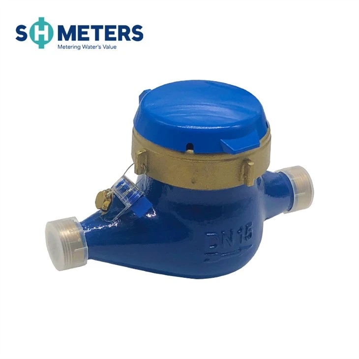 Meteran Air Multi Jet Dingin Bodi Kuningan Biru
